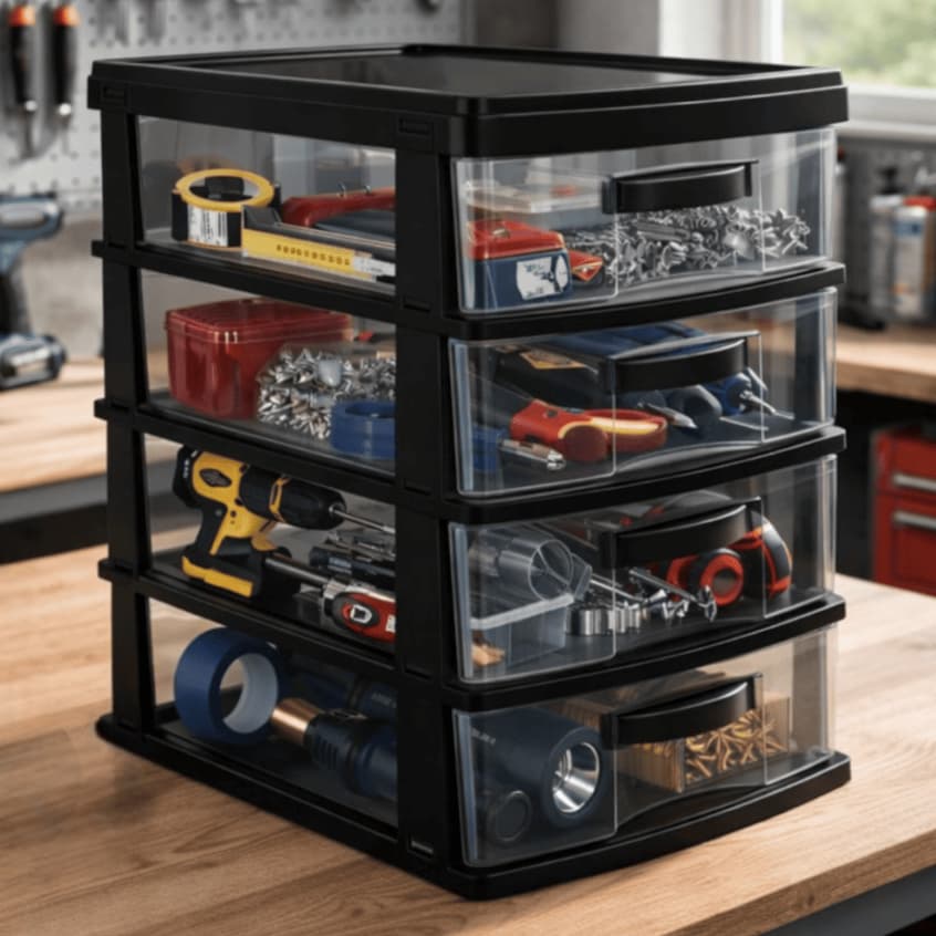 Gaveteiro Organizador de Mesa 4 Gavetas Multiuso em Plástico Resistente Jaguar