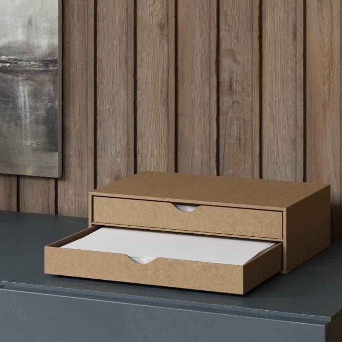 Gaveteiro Organizador Suporte Para Monitor Porta Folhas A4 Mdf Cru Notebook Computador Home Office