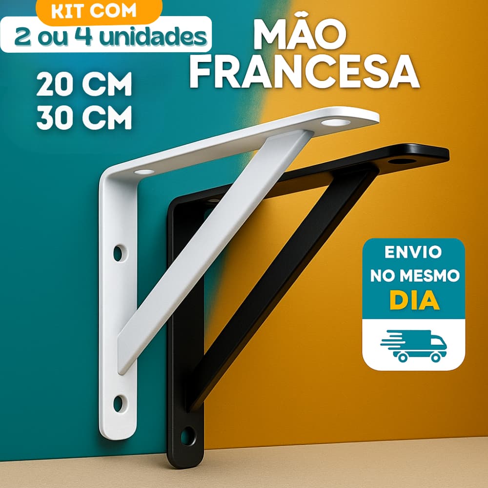 Kit Mão Francesa 20 - 30 Cm Reforçada Suporte Para Prateleira Entrega Rápida