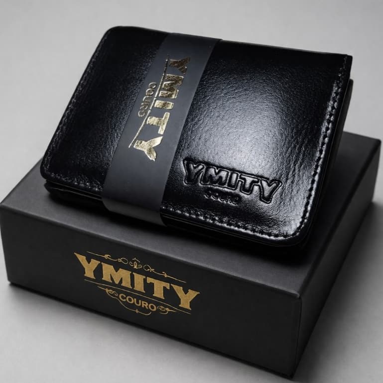 Mini Carteira Masculina 100% Couro Legítimo Formato L Ymity Carteira Pequena