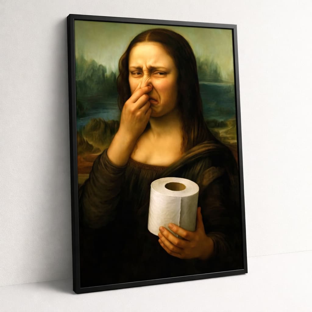 Quadro Decorativo Monalisa Papel Higiênico Banheiro 1 Peça