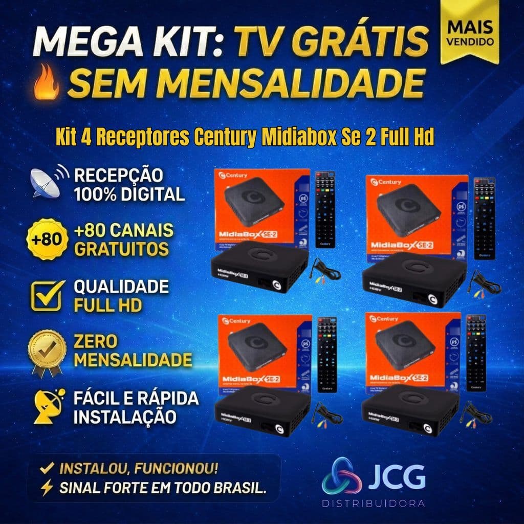 Kit 4 Receptores Century Midiabox Se-2 Full HD HDMI