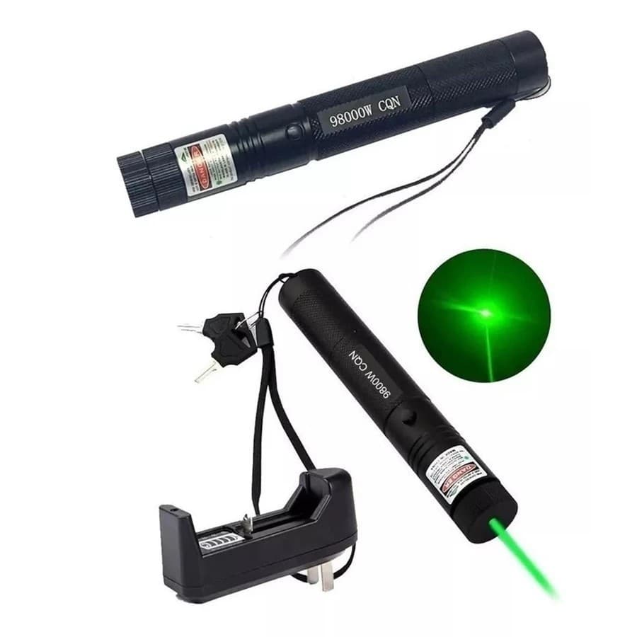Caneta Laser Pointer Recarregável Verde/Vermelha com Chave de Segurança – Laser 303/710