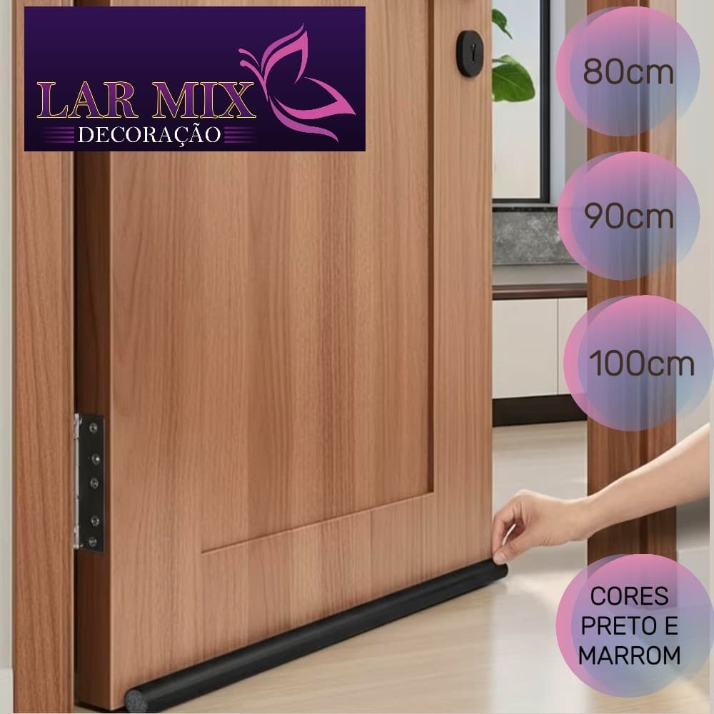 Veda Porta Rolinho Duplo Protetor  80 90 100 cm Impermeável Ajustável Marrom Preto