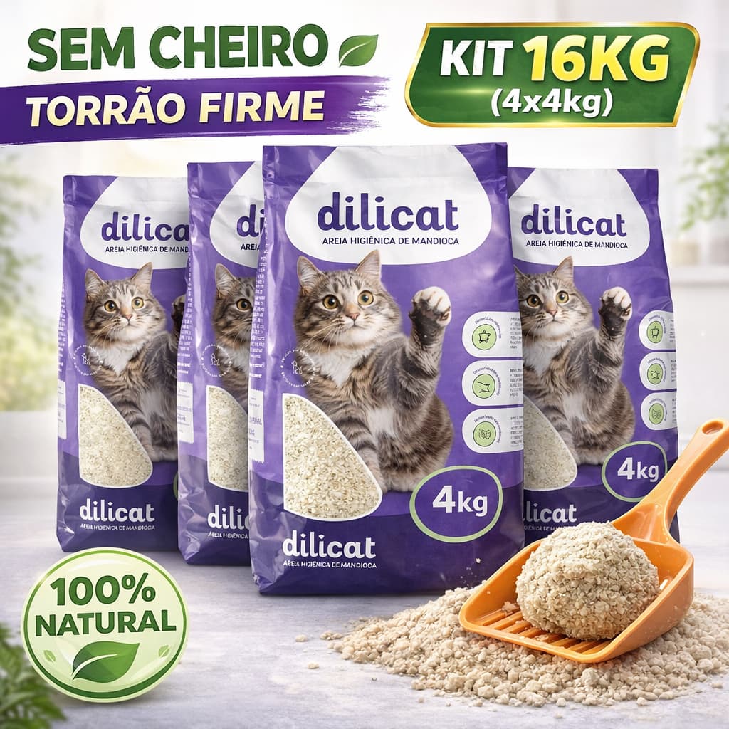 Areia para Gato de Mandioca 16 KG Bio - Max Premium - Grãos Finos