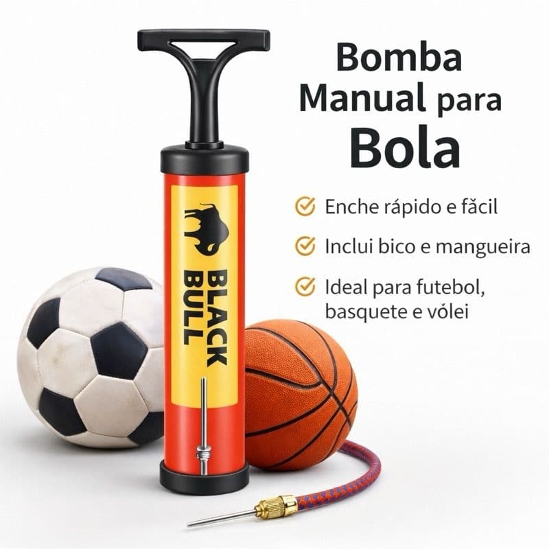 Bomba de Ar Manual Inflador Compacta Portátil Resistente com bico para bolas e equipamentos