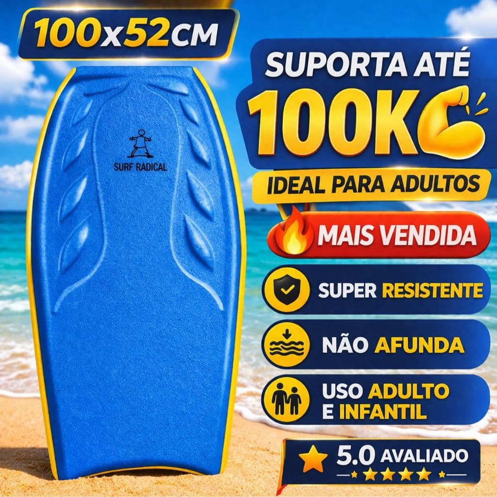 Prancha Bodyboard Grande 100x52cm Surf Radical Resistente Profissional  Últimas Unidades