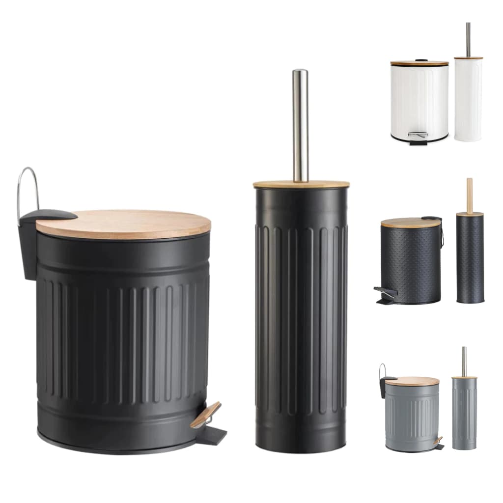 Kit Banheiro Lixeira 3L ou 5L Com Pedal Com Cesto Escova Sanitária Lavabo Vintage