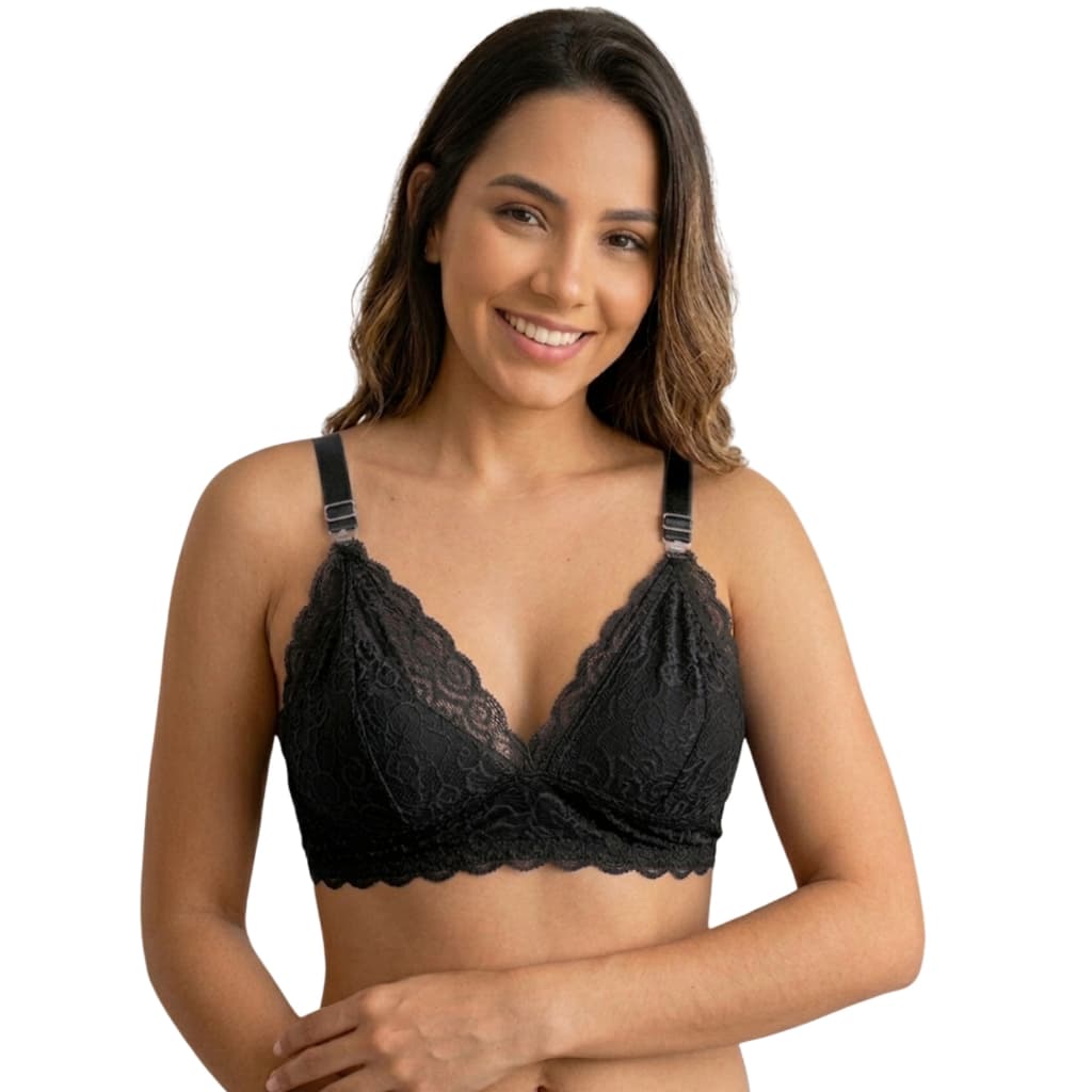 Sutiã Amamentação Gestação em Renda com Click Frontal Confortável