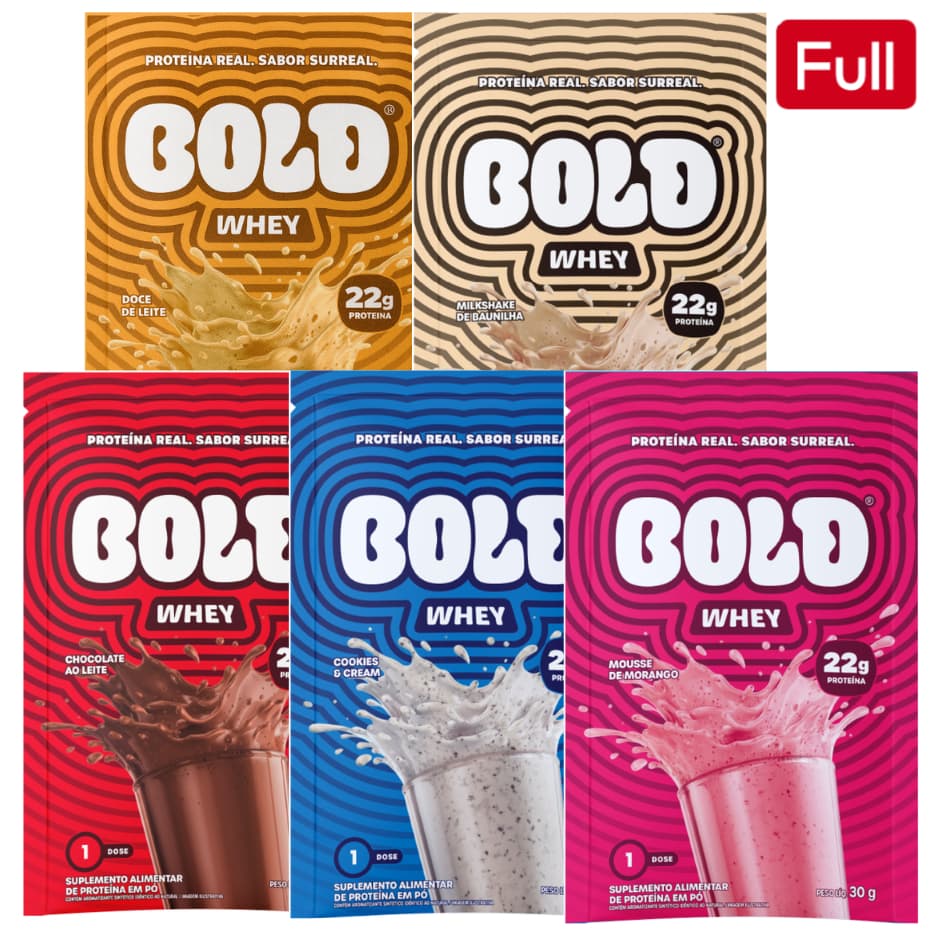 KIT 5 UNID SACHE WHEY BOLD PROTEIN 3W - SABORES SORTIDOS