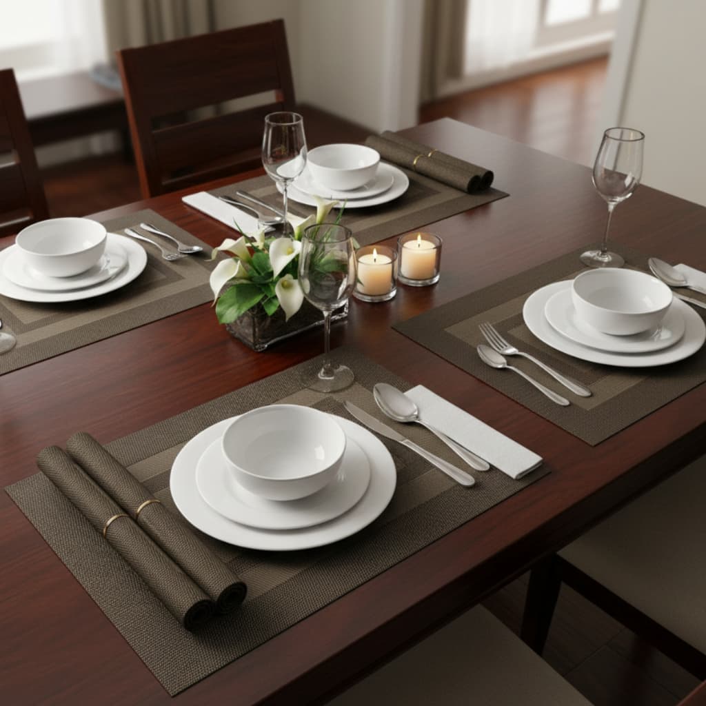 Jogo Americano Elegante Sousplat 6 Peças Mesa Jantar Design Artesanal