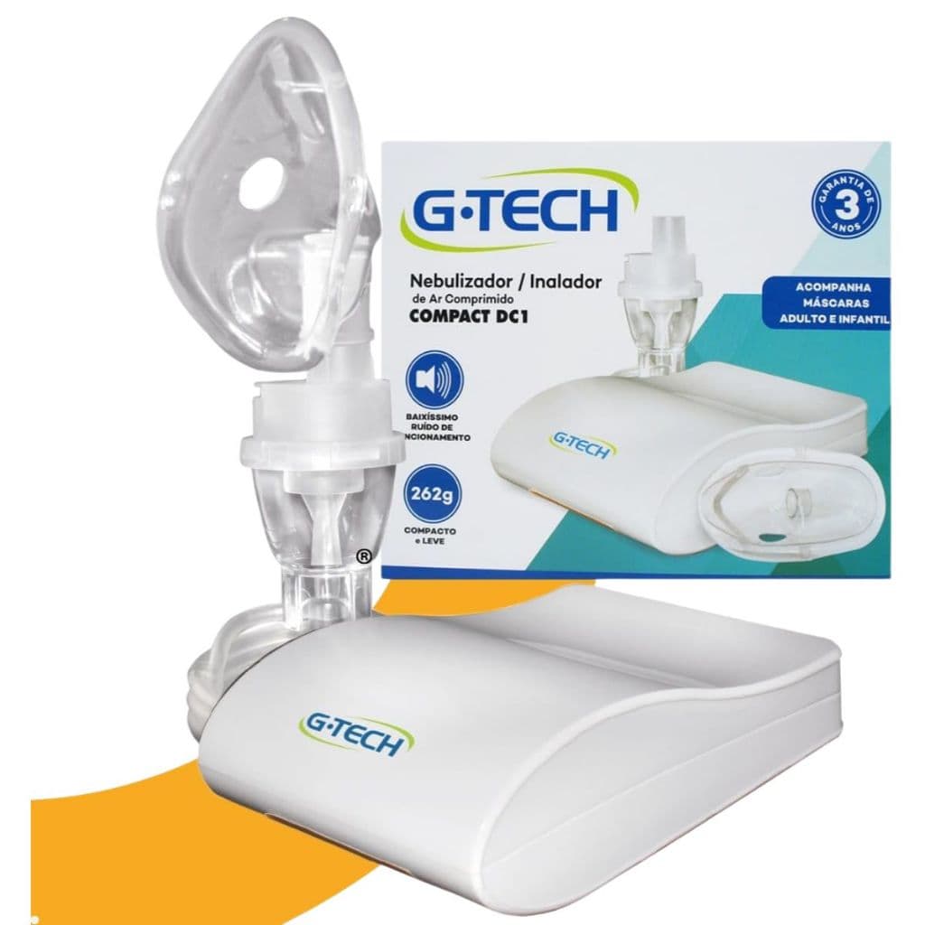 Inalador E Nebulizador KIDS E ADULTO G-tech Nebcomd Branco Compact Dc1