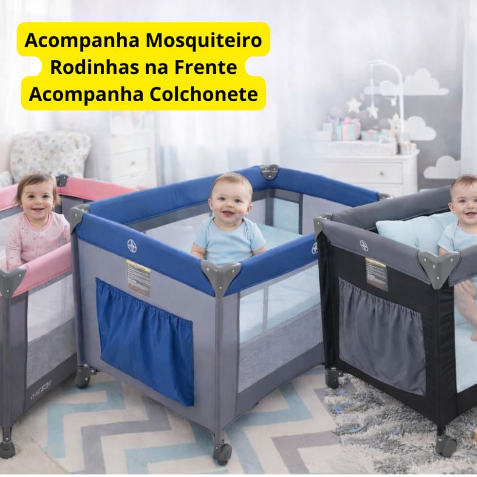 Berço Portátil com MOSQUITEIRO mosqueteiro Infantil Cercado Bebê Desmontável Vira Bolsa de Armazenamento Resistente 15Kg