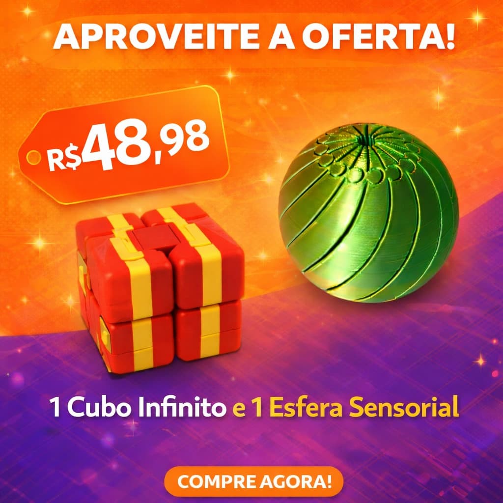 Kit Cubo Infinito + Esfera Sensorial - Auxiliam no Foco, Ansiedade, TEA e TDAH