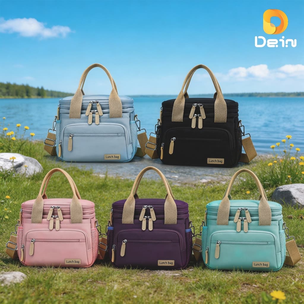 Bolsa Térmica Dupla Camada 27x20x30cm Grande Capacidade Marmita Trabalho Escola Piquenique