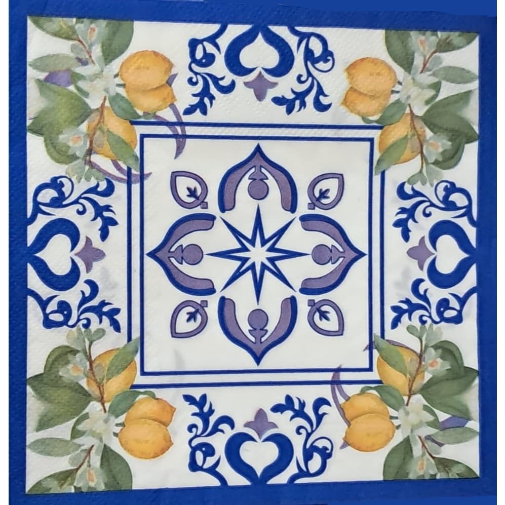 Kit 5 ou 2 folhas Guardanapo para Decoupage Limão Siciliano Azulejo. Guardanapos Toalhas de Papel Artesanato Decoupagem