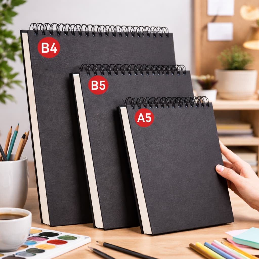 Caderno De Desenho 50 Fls (100 Páginas ) espessado Sketchbook Capa Dura Preta