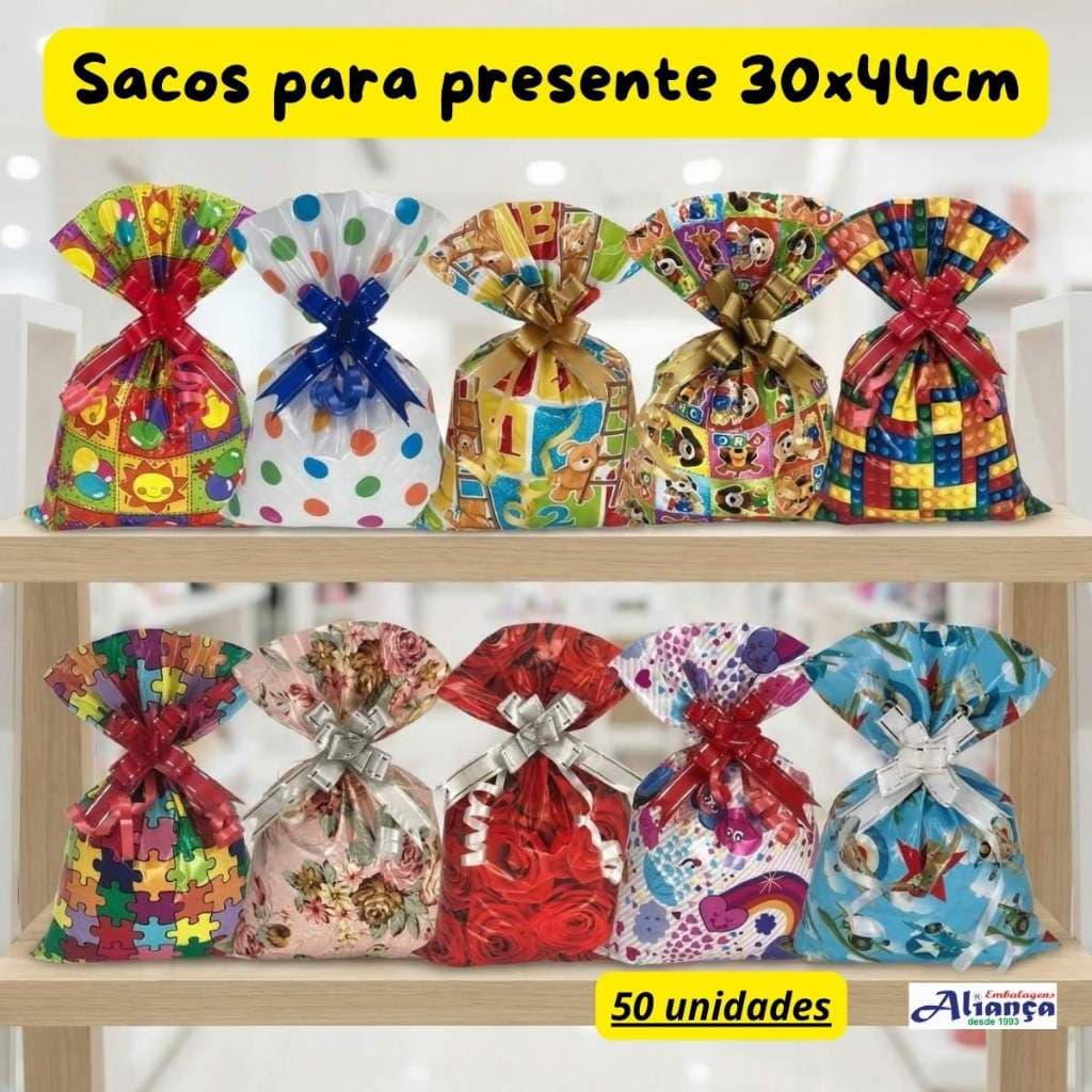 50 Sacos Perola BOPP 30x44cm Embalagem para presente