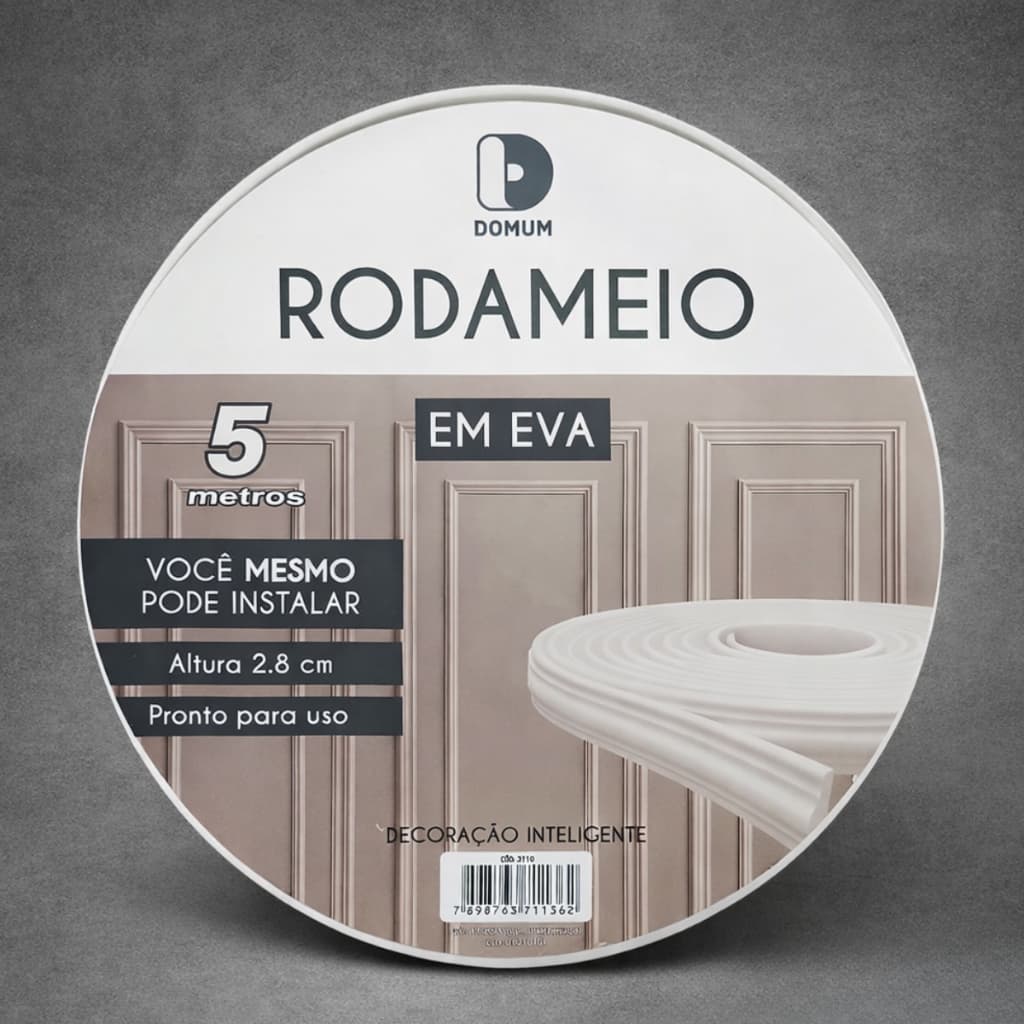 RODAMEIO EVA AUTOADESIVO FLEXÍVEL 2,8CM ALTURA PARA PAREDE DECORATIVO PREMIUM