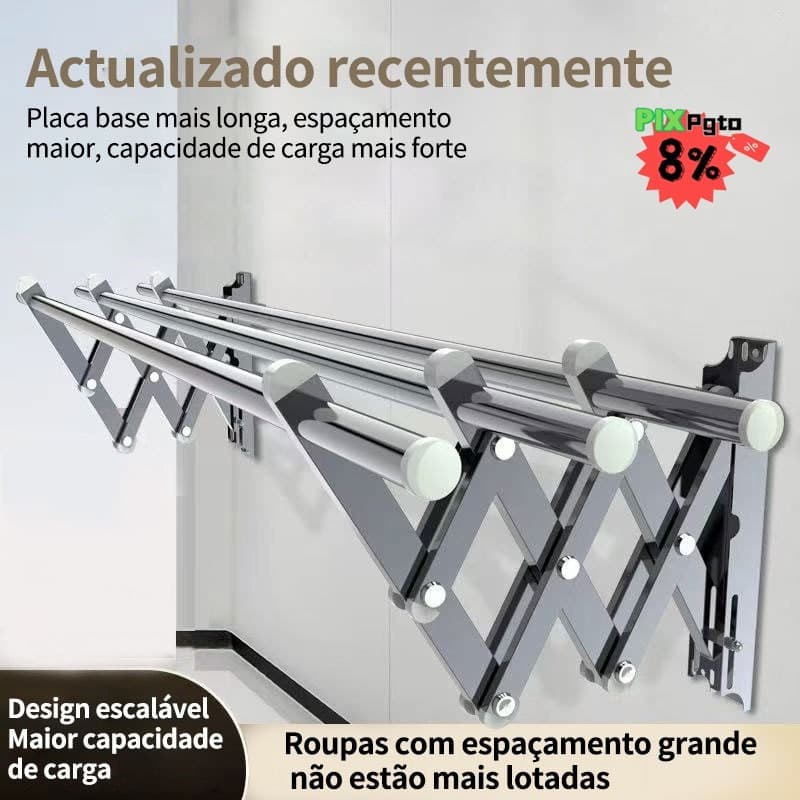 Varal Portátil Para Apartamento Secador De Roupas Prático e Retrátil Para Janela e Parede