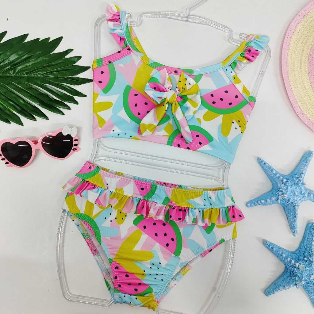 Biquini Infantil Menina Com Laço Moda Praia Verão Piscina Blogueirinha Tam 2 ao 10