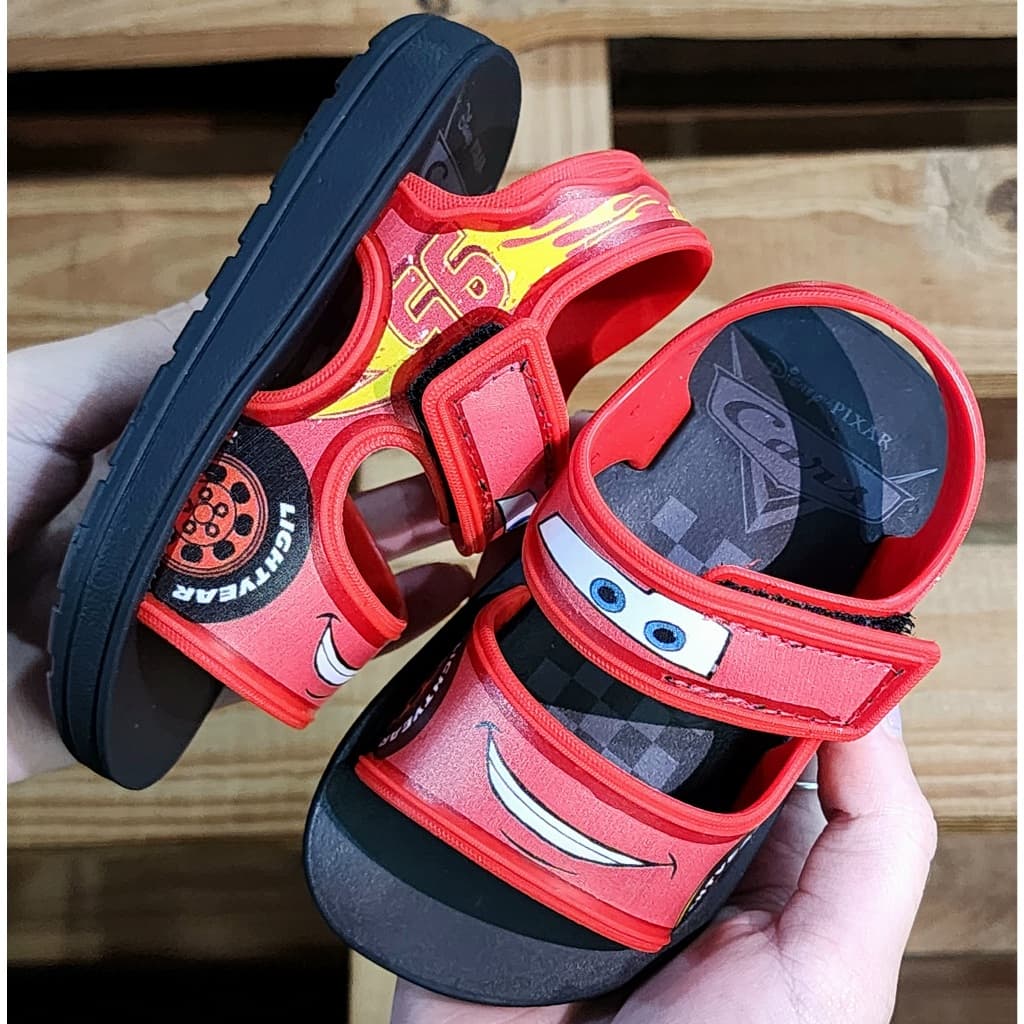 22991 Sandália Disney Bebê Relâmpago Mcqueen Kids Masculino Grendene Juvenil Preto/Vermelho Criança