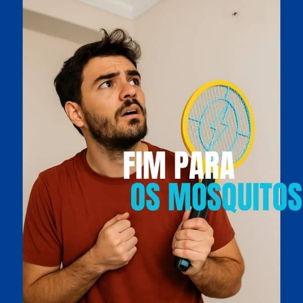 Raquete Eletrica Recarregável Mata Pernilongo Tomada