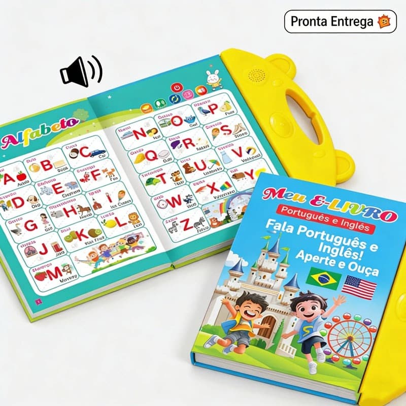 Livro Infantil Interativo Com Som Bilíngue Português Inglês Educativo Brinquedo Pedagógico Presente Infantil