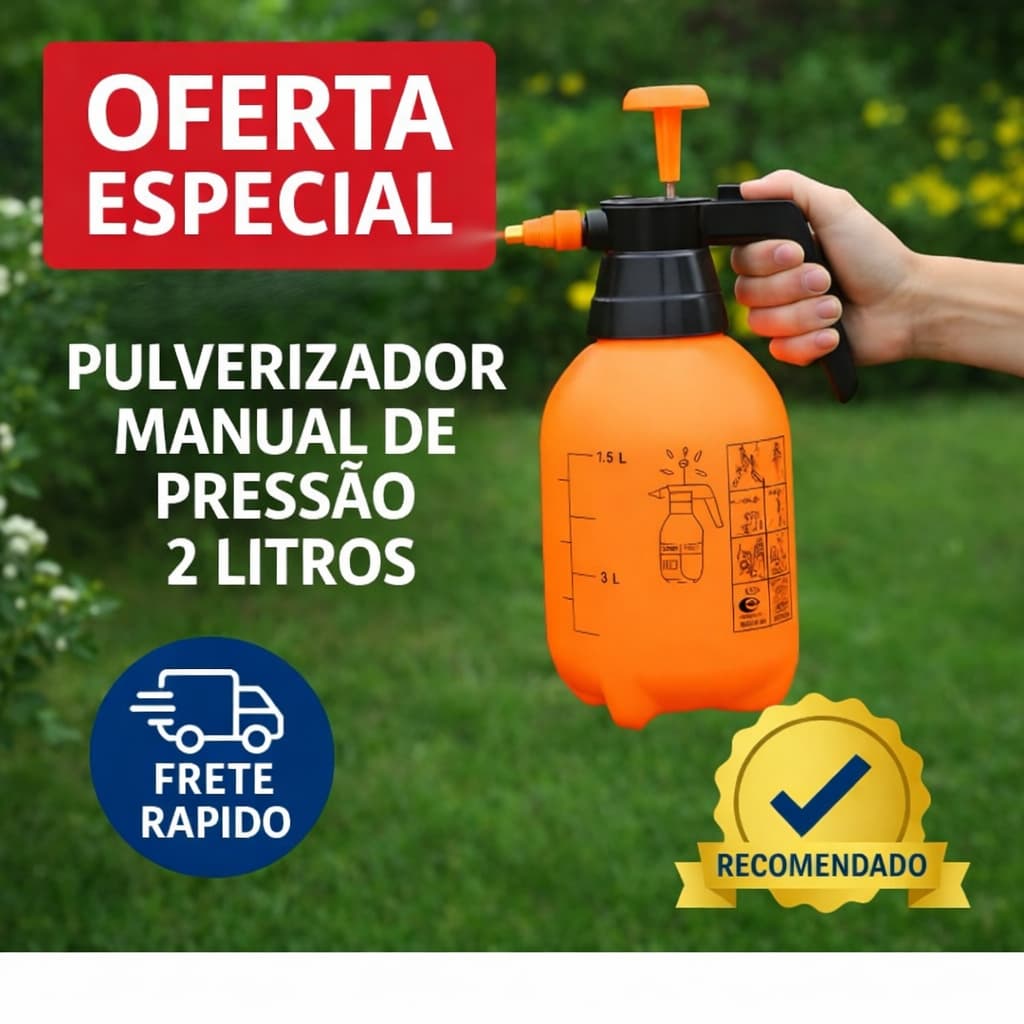 Pulverizador Manual de Pressão – 2 Litros | Ideal para Jardinagem, lavar carro, Limpeza em geral.