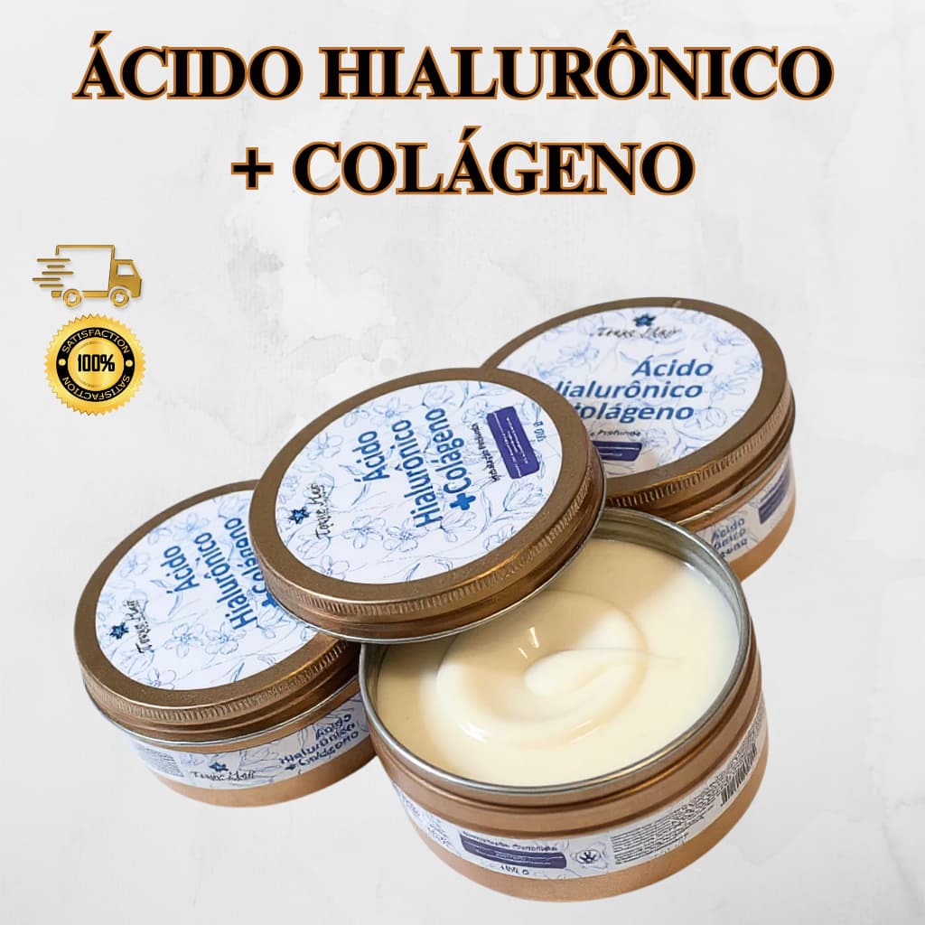 Ácido Hialurônico + Colágeno 100g Para Rugas e Linha de Expressões Sua Pele Mais Jovem e Hidratada Toque Hair