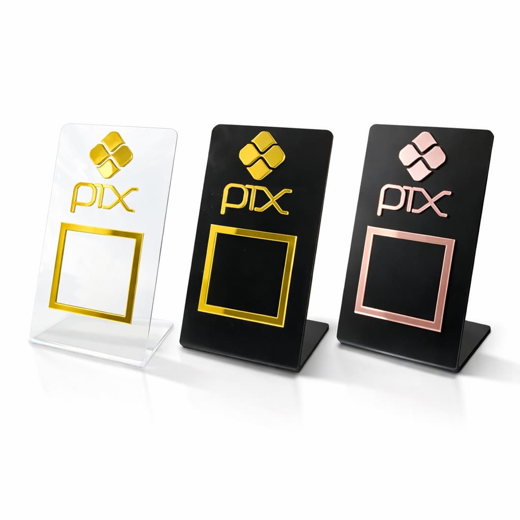 Placa Pix QR Code Pagamento em Acrílico Display de Mesa