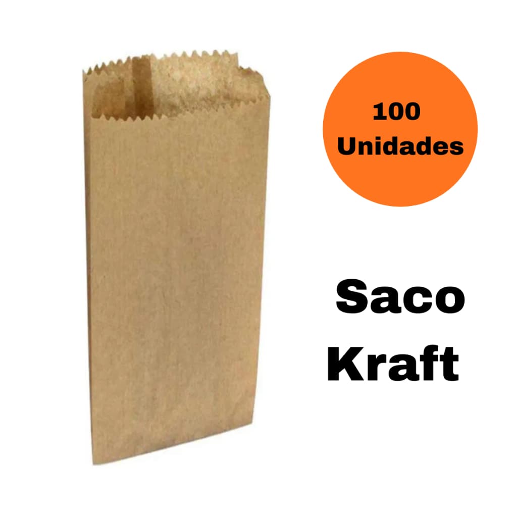 100 Sacos de Papel Pardo Kraft. Saco de padaria.Balcão.