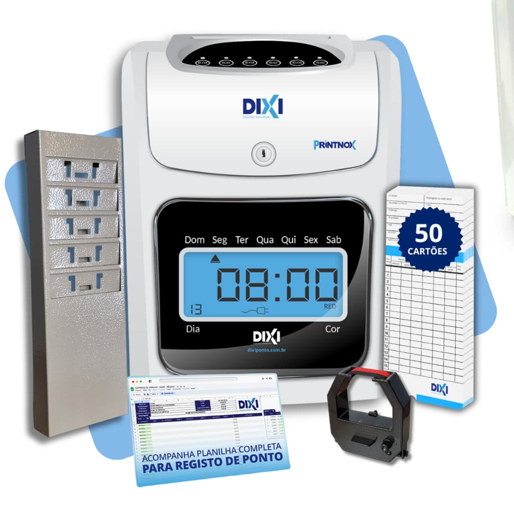 Relógio Cartográfico de Ponto Eletrônico Manual + Chapeira 5 Lugares + 50 Cartões Registrar Ponto