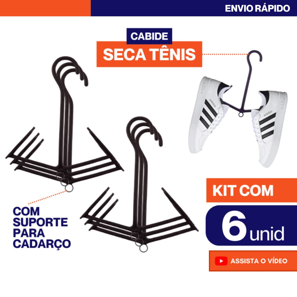 Kit 6 Unidades Varal Seca Tênis Sapato Sapatilha Cabides Para Pendurar