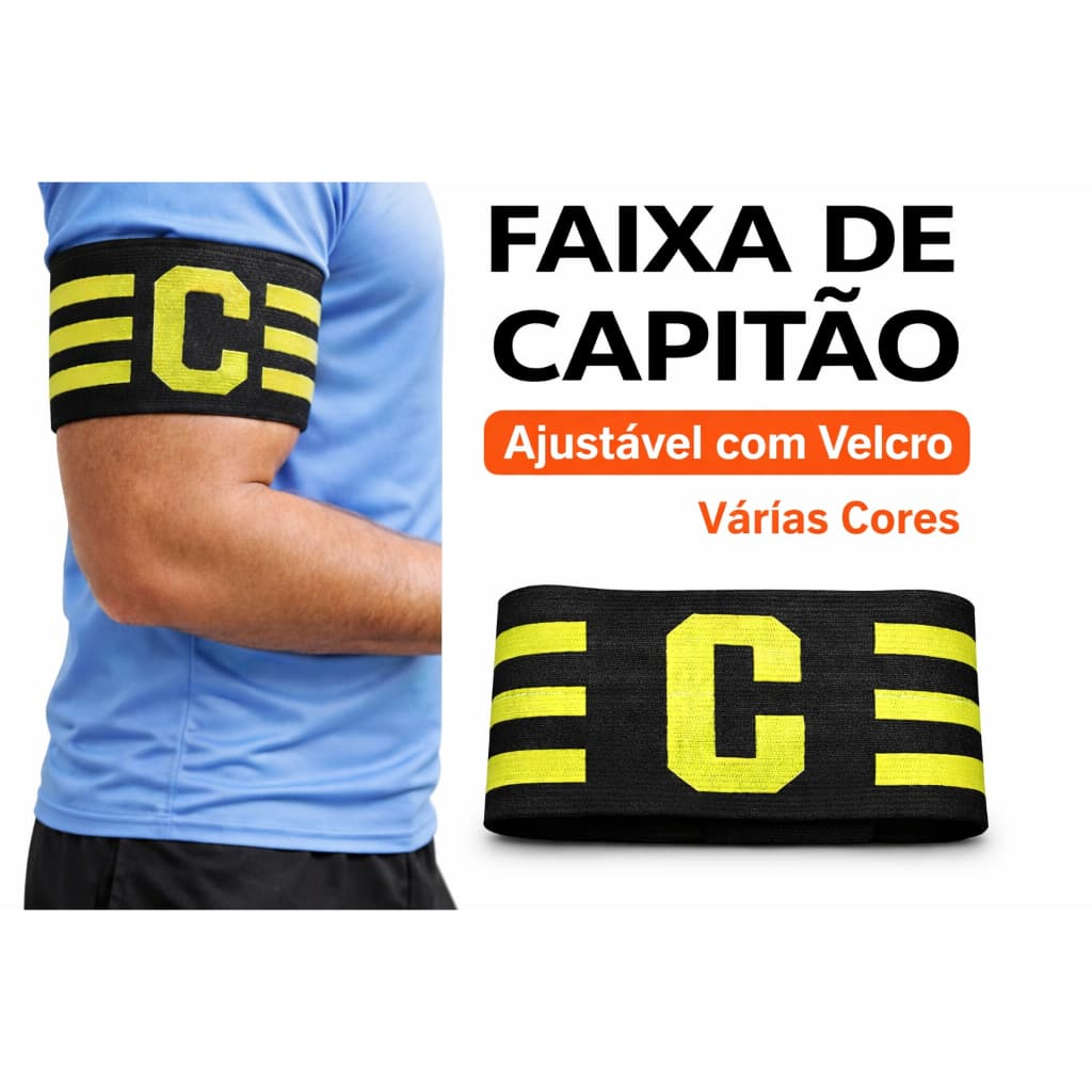 Faixa de Capitão Futebol Ajustável com Velcro  Braçadeira Capitão  Capitão Futebol Infantil  Adulto várias cores capitão
