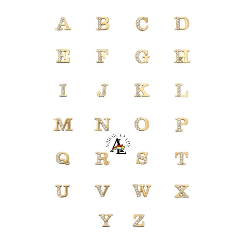 Kit 10 Pingentes Letras Douradas com Strass para Chinelo  – Pingente Enfeite Luxo