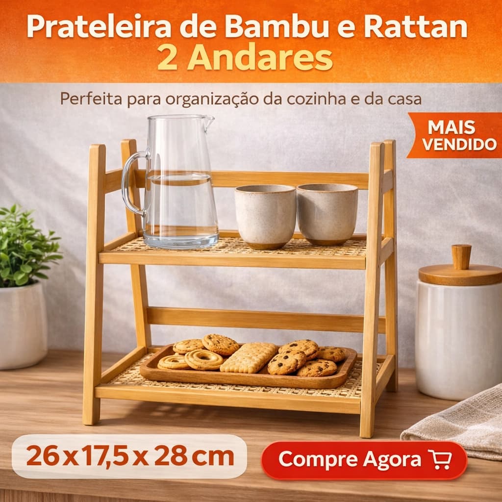 Prateleira Organizador Multiuso Bambu Cozinha Banheiro