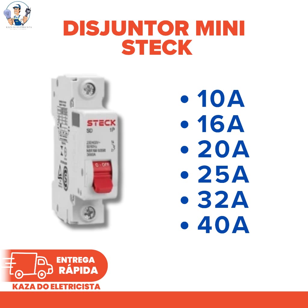 Kit Disjuntor Steck 1P Curva C DIN Original | Kit 2, 4 ou 6 Unidades | Proteção Elétrica Residencial