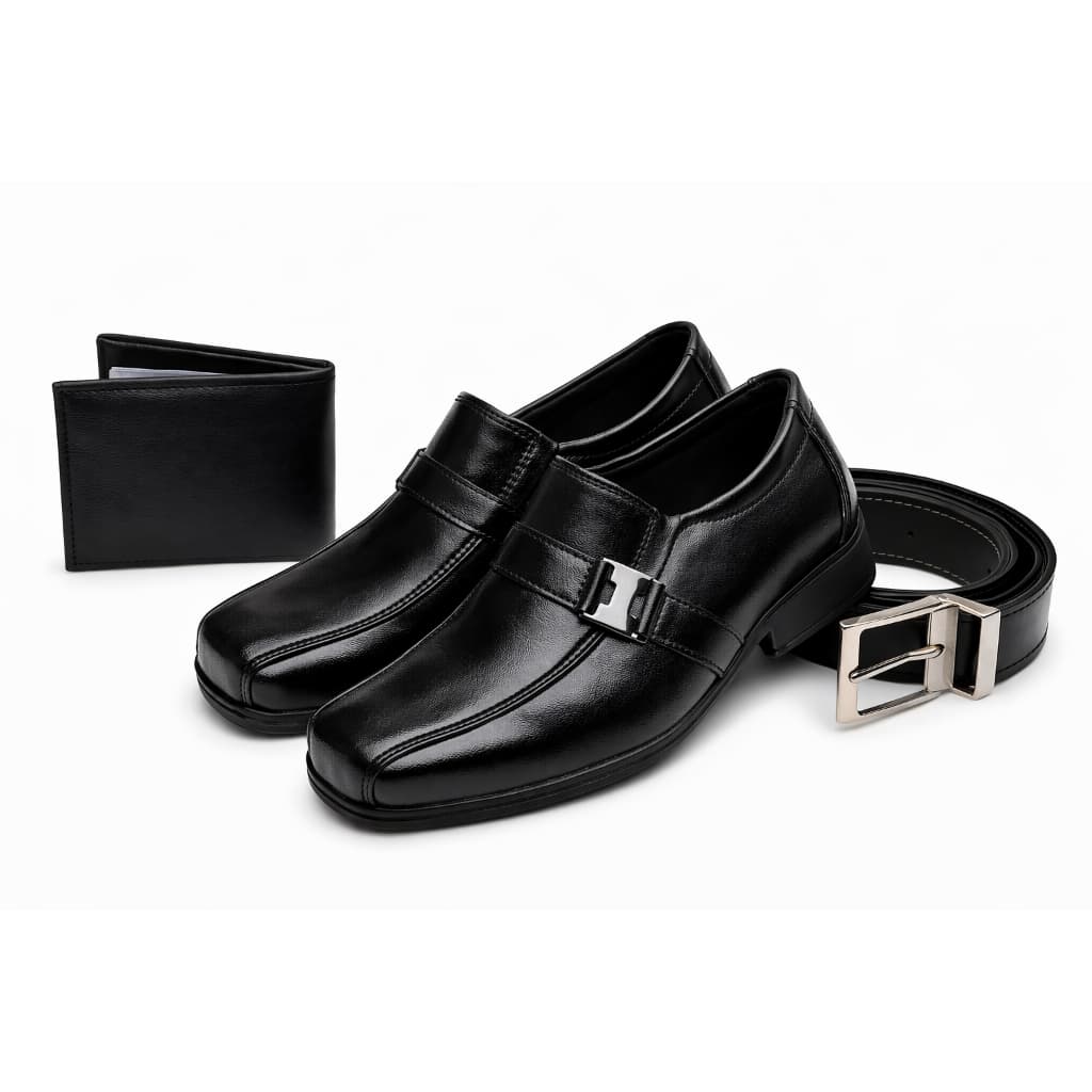 Kit Infantil 3 EM 1: Sapato Social + Cinto Social + Carteira Slim - Tamanhos 21 ao 36