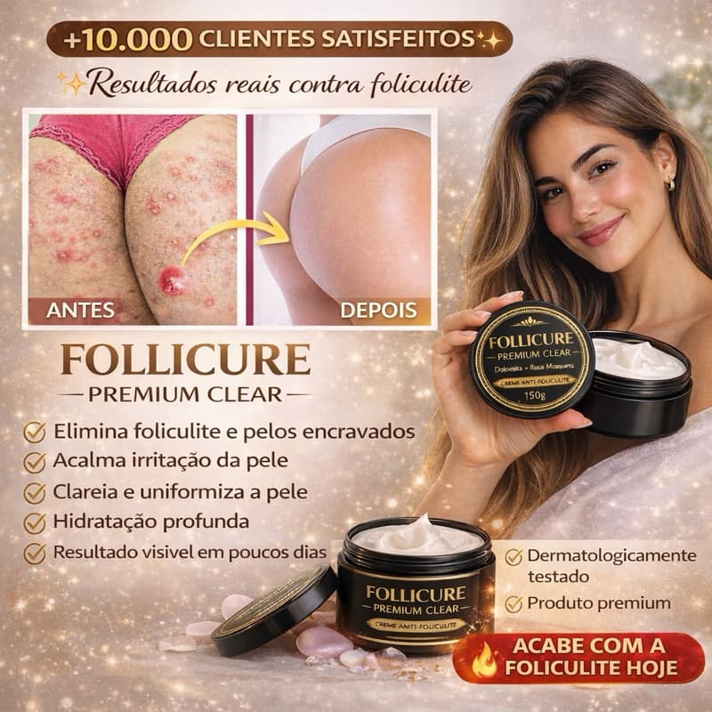 Follicure Premium Clear Creme Anti-Foliculite 150g – Elimina Pelos Encravados,Clareia a pele para gluteos virilha axilas