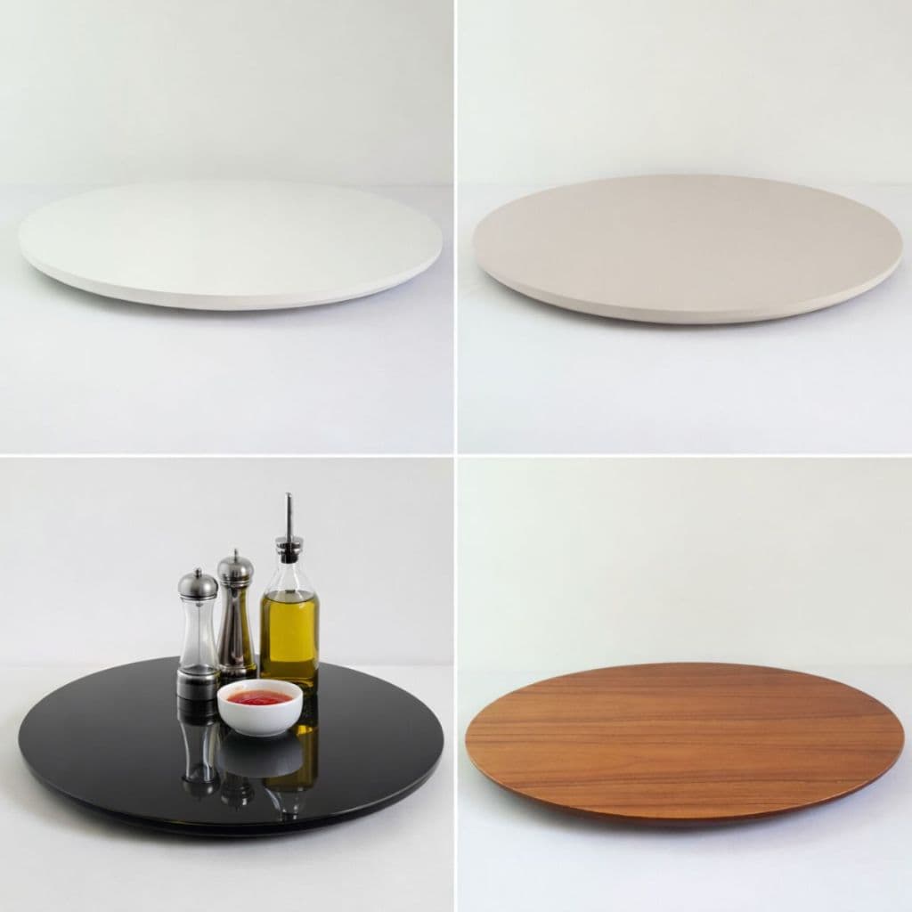 Centro de Mesa Prato Giratório Vários Tamanhos e Cores - Opção Com e Sem Vidro - Trio Móveis