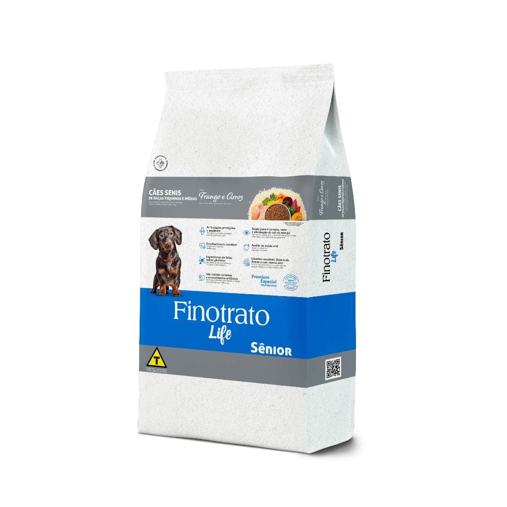 Ração Finotrato Life Premium Especial Cães Sênior Raças Pequenas e Médias Sabor Frango e Cereais 10,1kg