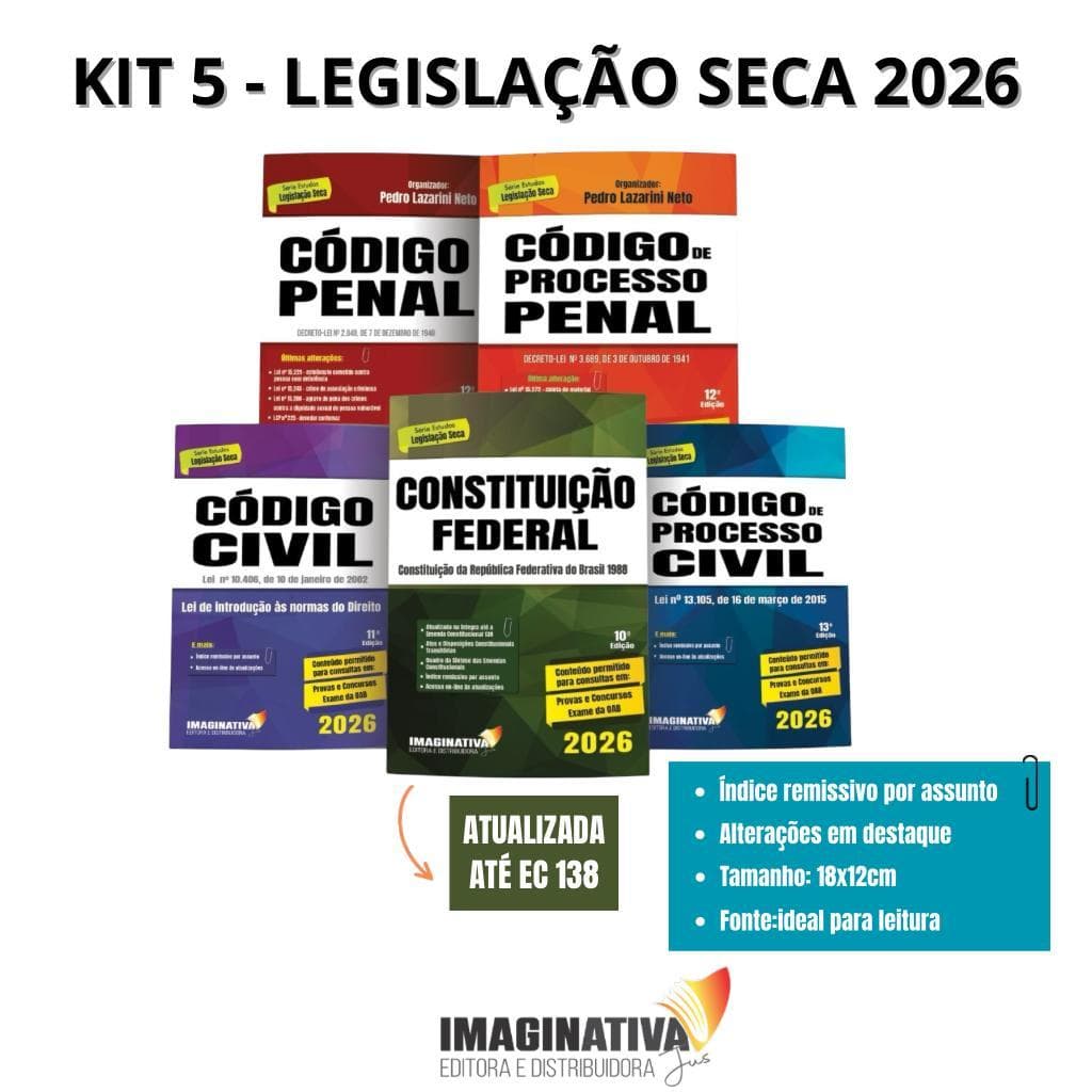 Constituição Federal + Código Civil + Processo Civil + Código Penal + Processo Penal 2026