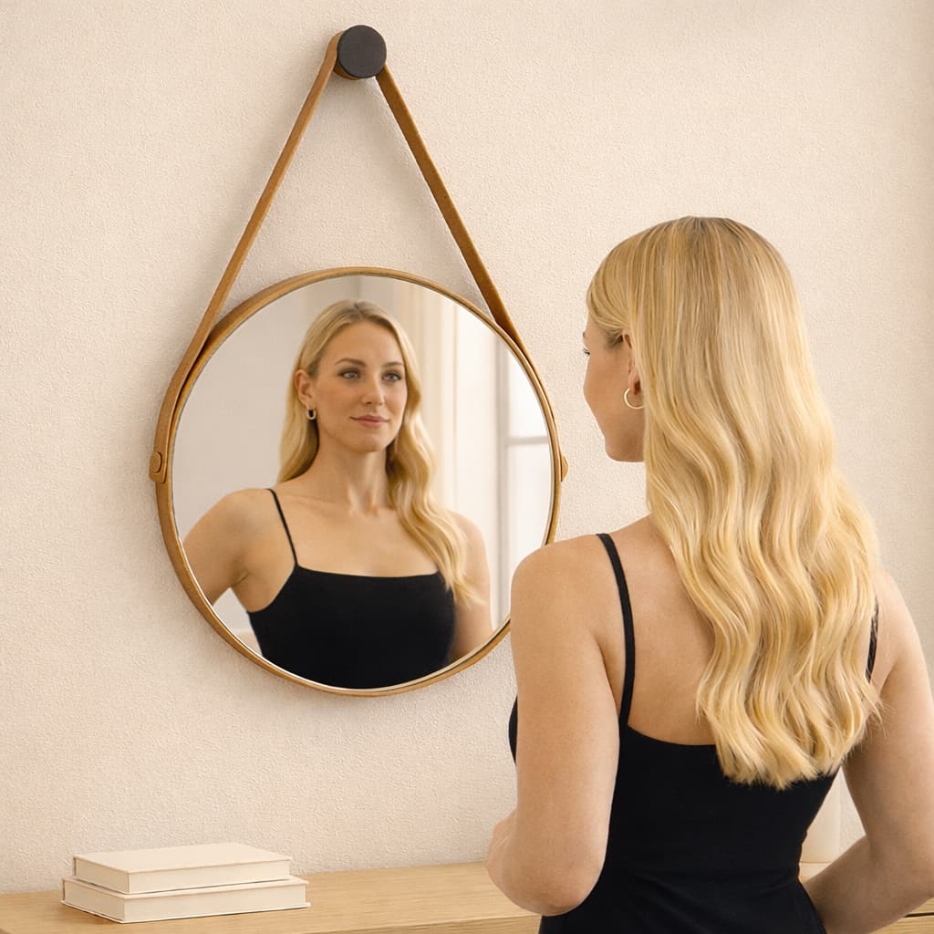 Espelho Redondo Adnet Decorativo Alça 60cm 50cm 40cm 30cm Banheiro Quarto Sala