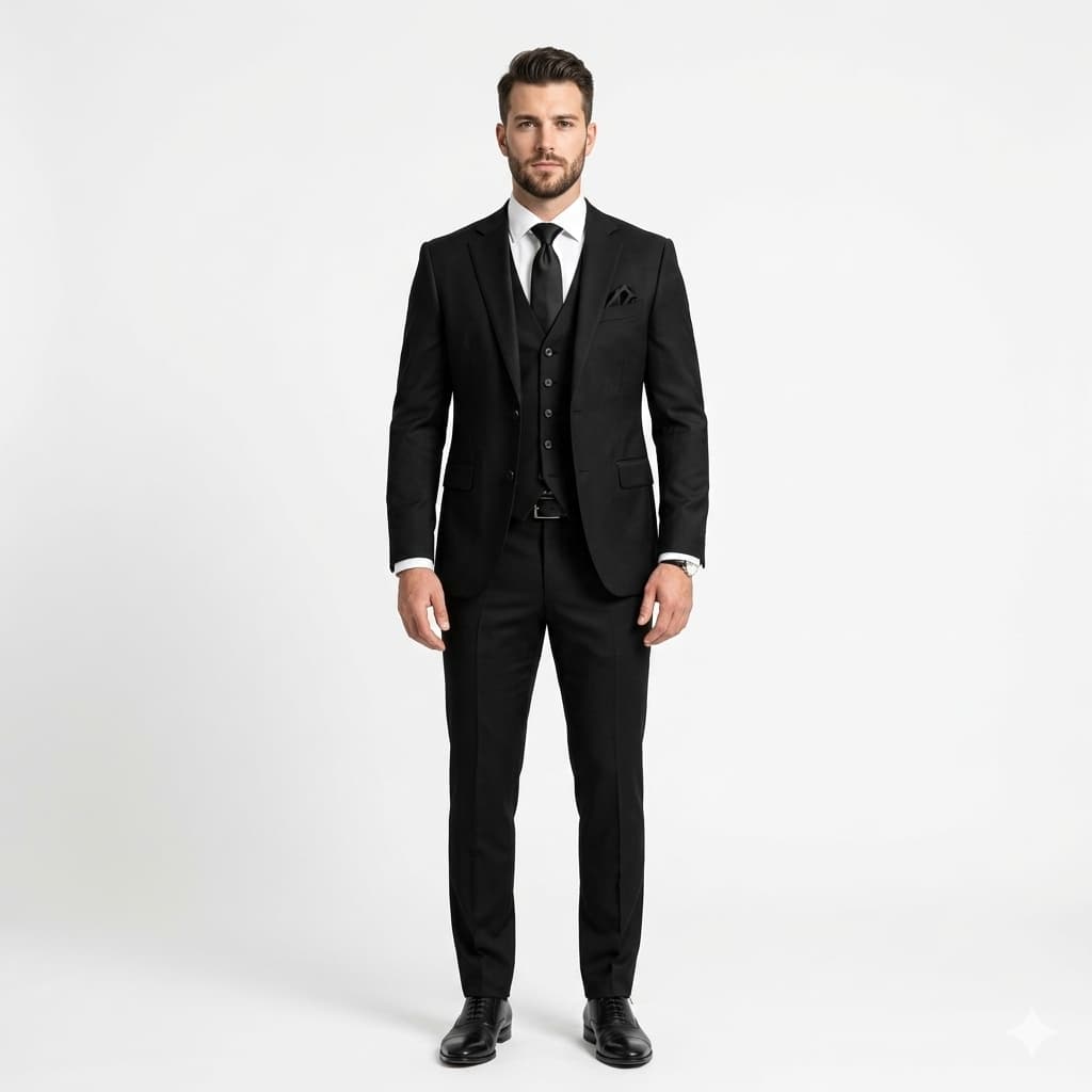 Terno Preto Masculino Slim Linha Premium Oxford Direto da Fabrica 2026  Gramatura 180 (Paleto+Colete+Calça)