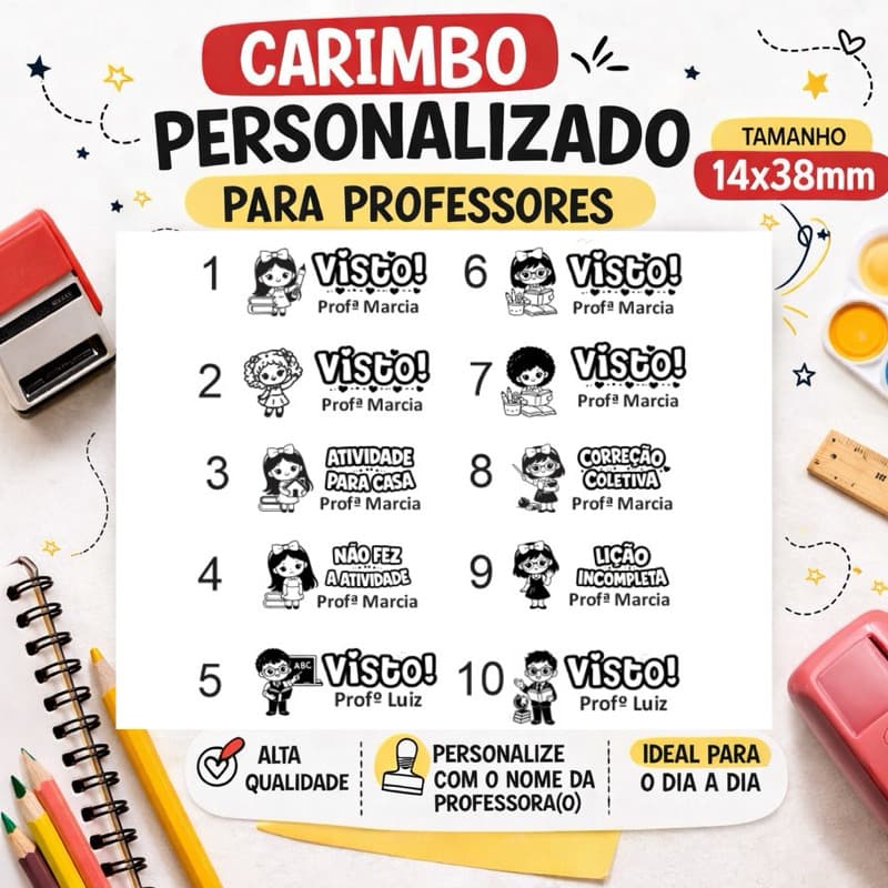 Carimbo de visto professora - ENVIO RÁPIDO