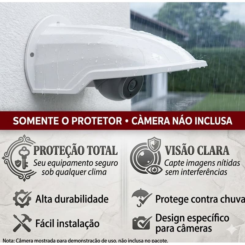 Protetor Câmera Segurança Dome Branco - Resistente a Chuva, Impermeável e Durável