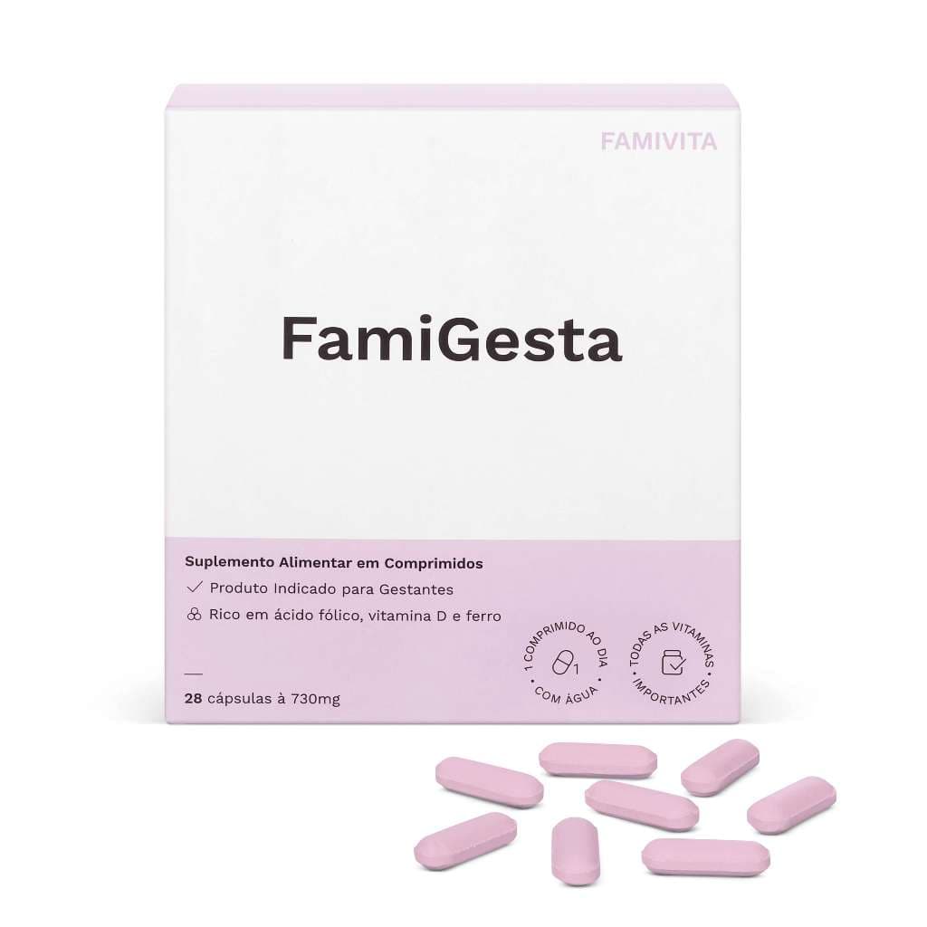 FamiGesta Famivita - 30 Cápsulas - Vitaminas Gestante Metilfolato Ferro e Ômega 3 DHA - Completo para Mamãe e Bebê