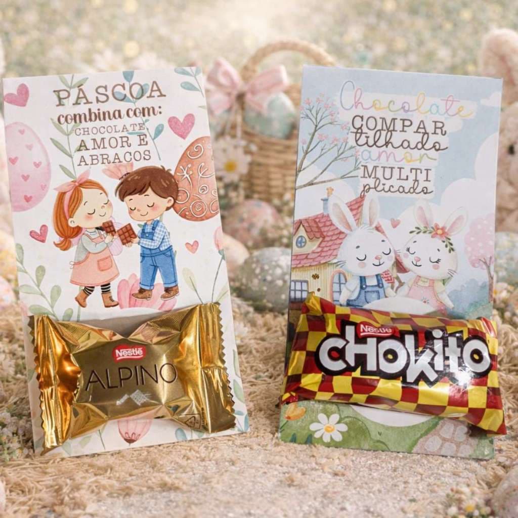 Lembrancinha de Páscoa Card Chocolate Bombom Para Crianças Escolas Igrejas Clientes 50/30/20/10