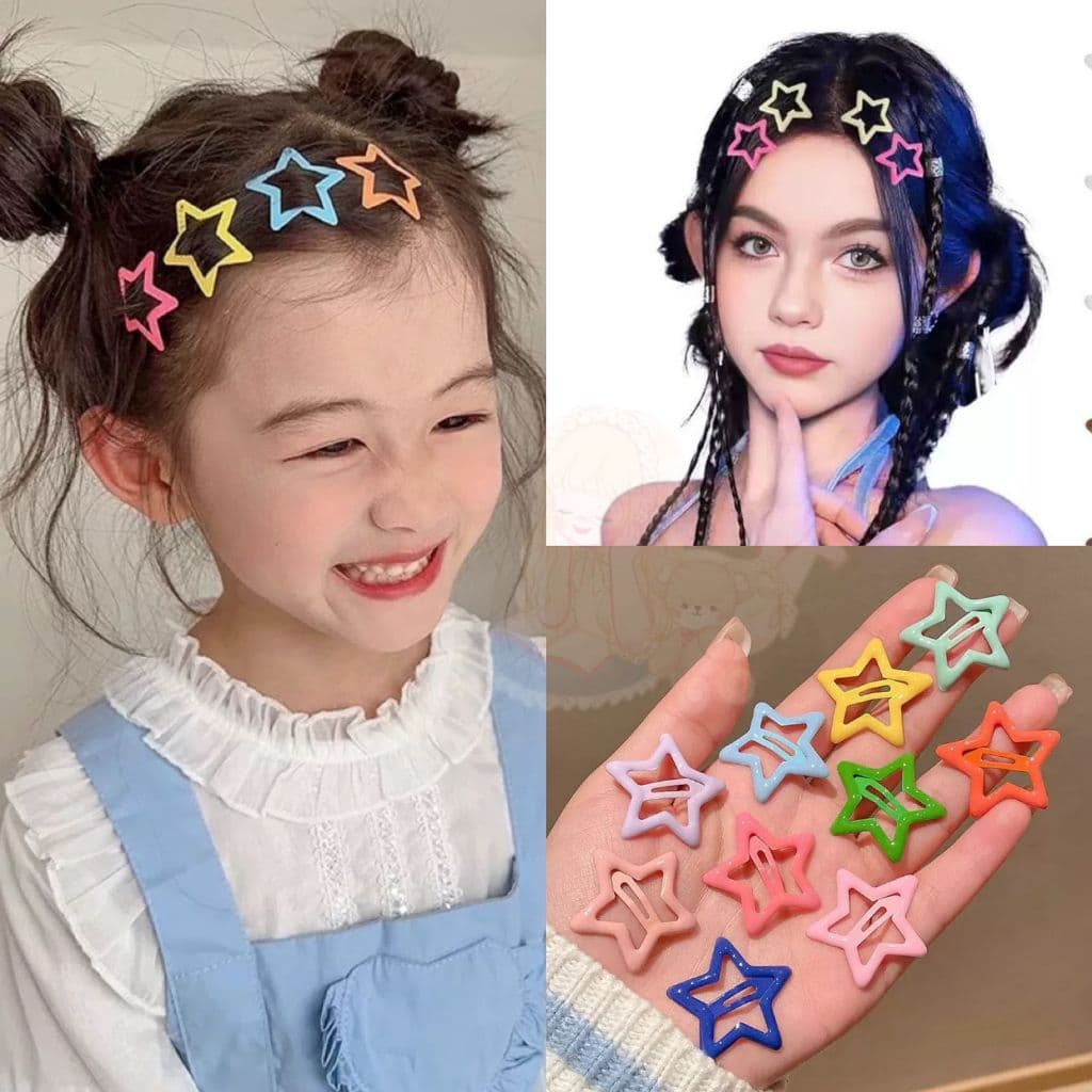Presilhas de Cabelo Estrela Kawaii Y2K - Acessório para Crianças , Mulheres e pets